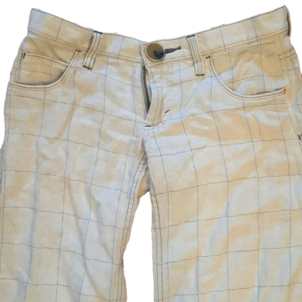 Wide Leg Soft Linen Windowpane Off White Free People Pants Sz 0